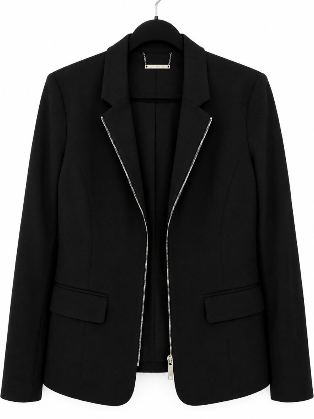 Tahari Black Blazer Jacket Womens Size 12 Double Zip Work Casual NWOT